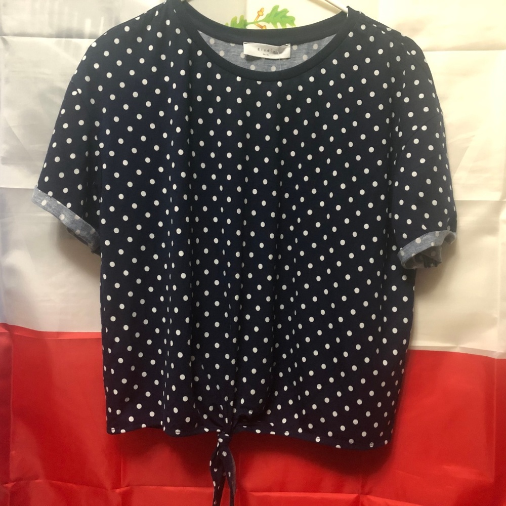 Elodie Navy Polka-dot Shirt NWT